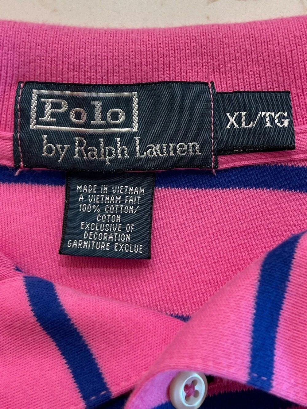 Polo by Ralph Lauren Pink Blue Striped Cotton Polo Shirt XL